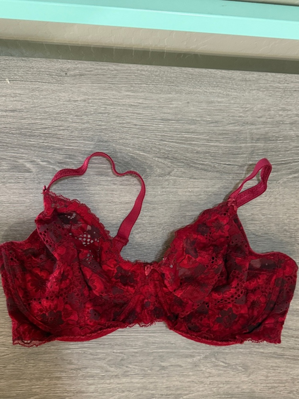 Adore Me Red Floral Lace Underwire Bra